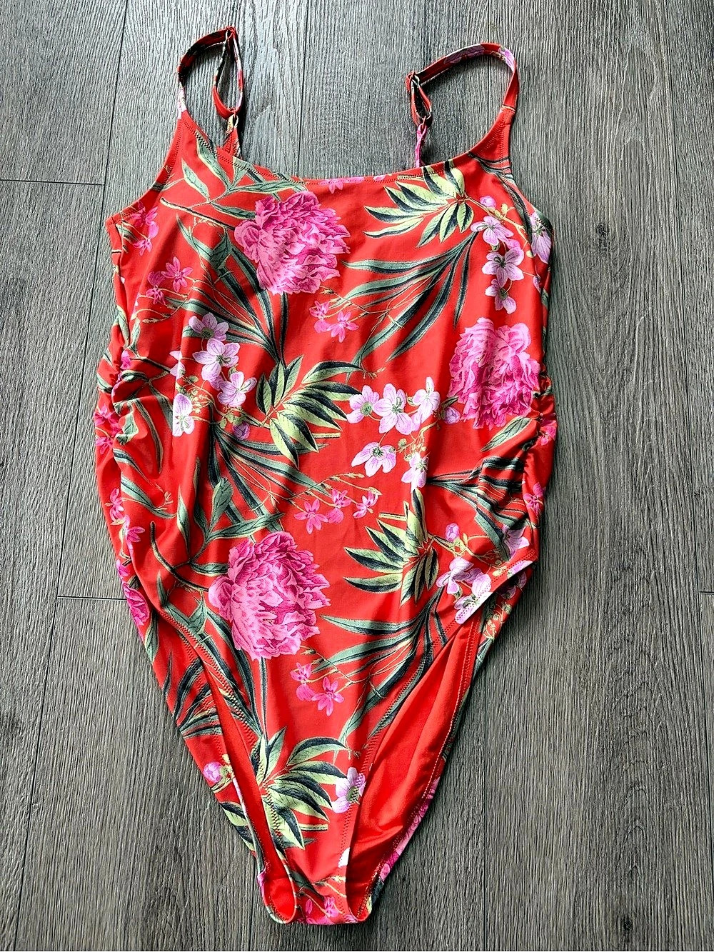 Old Navy Floral One-Piece Maternity Swimsuit Red & Pink